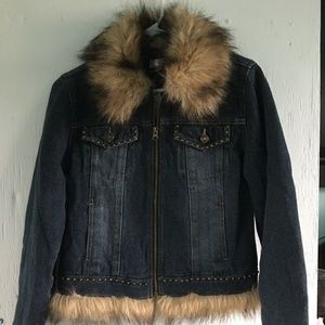 Denim And Fur Jacket NEW With Tag S Giacca
